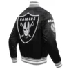 Las vegas raiders mashup full snap satin varsity jacket black 6