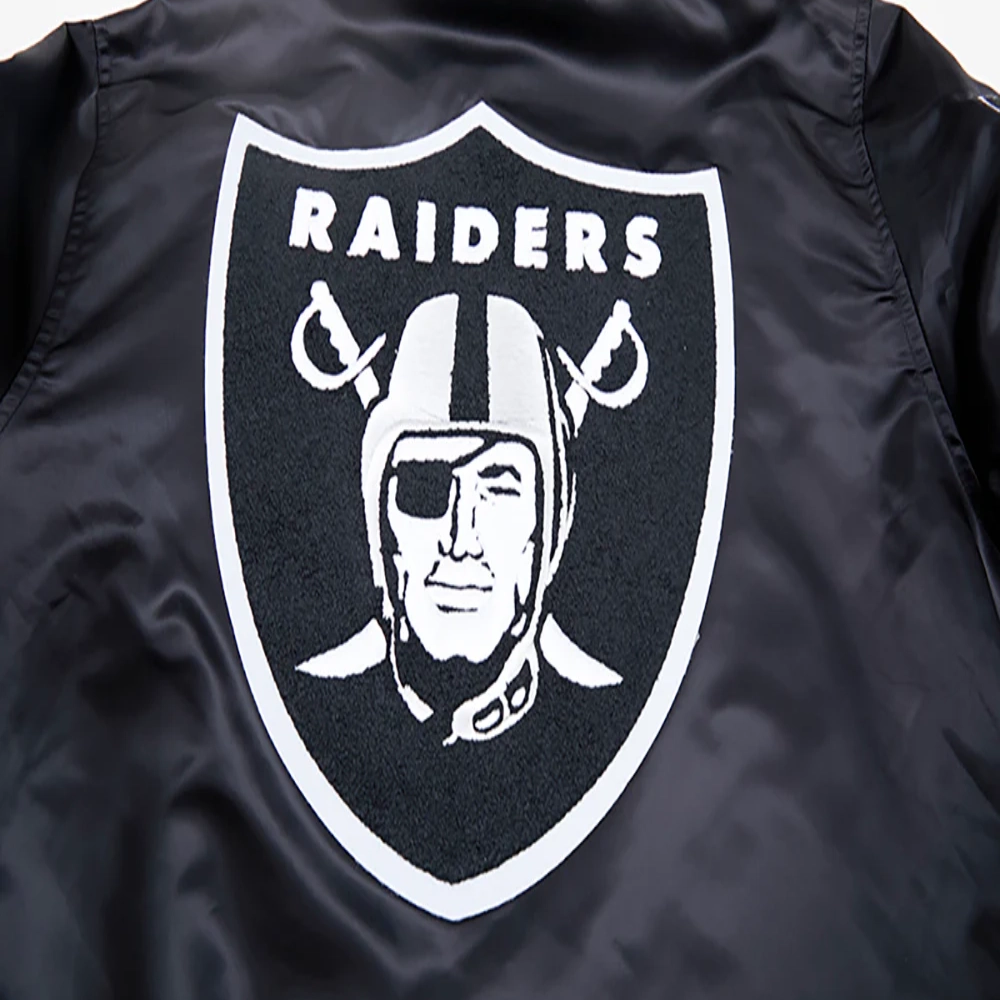 Las vegas raiders mashup logo full snap satin varsity jacket black