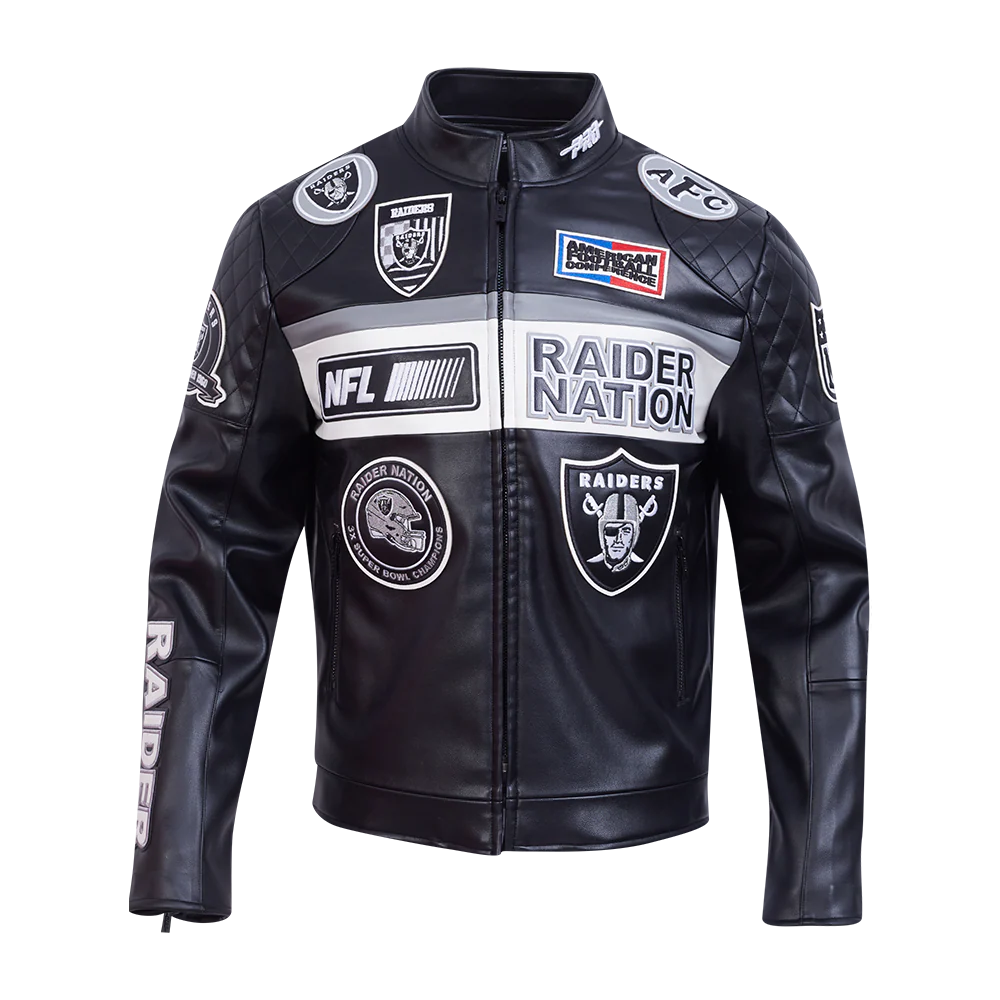 Las vegas raiders moto jacket