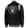 Las vegas raiders prime time full snap satin varsity jacket black 2