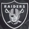 Las vegas raiders script tail ribbed knitted satin varsity jacket black 1
