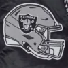 Las vegas raiders script tail ribbed knitted satin varsity jacket black 2