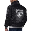 Las vegas raiders silver tab satin varsity trucker black jacket 1