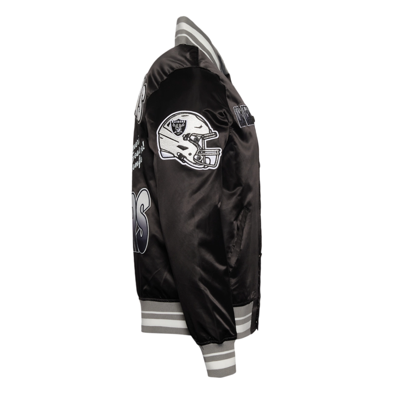 Las vegas raiders turn it up m full snap varsity jacket