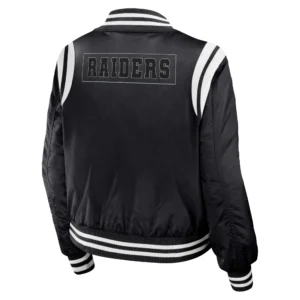 Las vegas raiders womens full zip bomber varsity jacket black 2 2