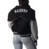 Las vegas raiders womens sailor full snap hooded varsity jacket black grey 3 1