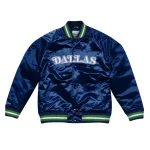 Dallas Mavericks Throwback Wordmark Navy Satin Jacket