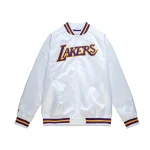 Los Angeles Lakers Lightweight Satin Full-Snap White Jacket