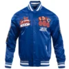 Lincoln lions homecoming rib knitted full snap satin varsity jacket