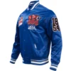 Lincoln lions homecoming rib knitted full snap varsity jacket