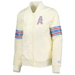 Houston Oilers Women's Line Up Cream Satin Jacket