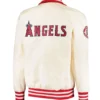 Los angeles angels captain satin varsity jacket cream 1