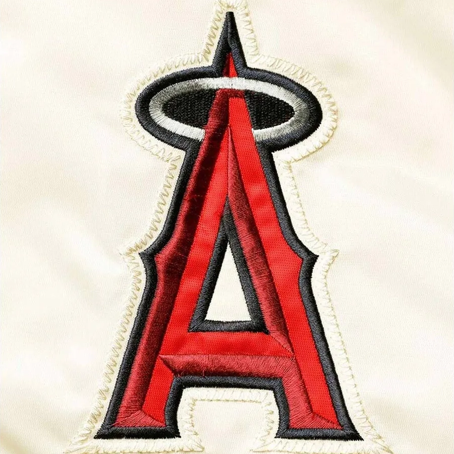 Los angeles angels captain satin varsity jacket cream 2