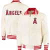 Los angeles angels captain satin varsity jacket cream 3