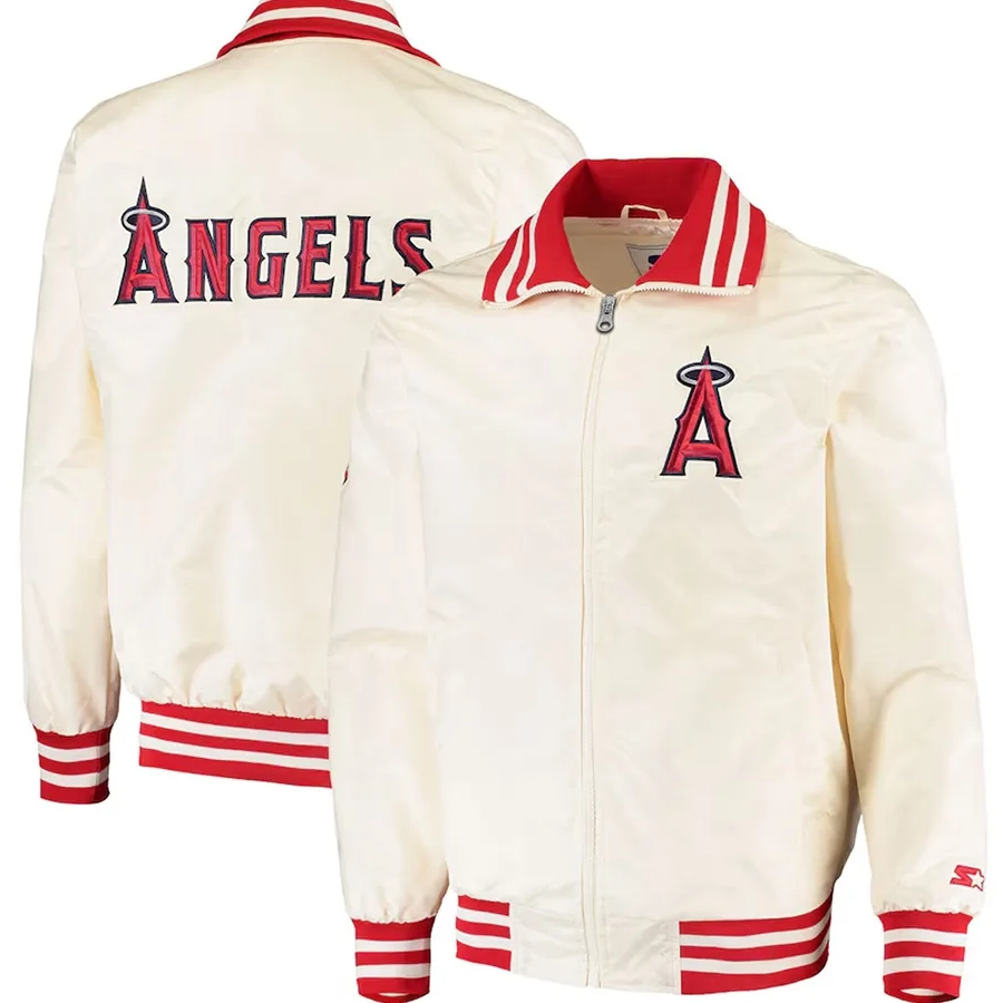 Los angeles angels captain satin varsity jacket cream 3