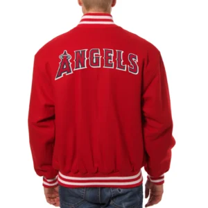 Los angeles angels handcrafted logo wool jacket red 2