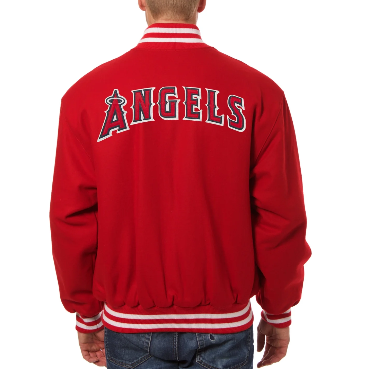 Los angeles angels handcrafted logo wool jacket red 2