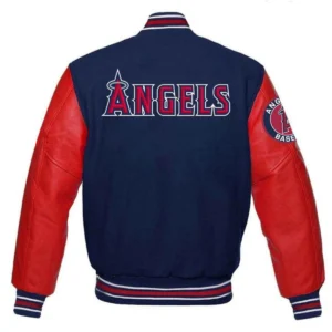 Los angeles angels letterman full snap wool leather varsity jacket 1 1