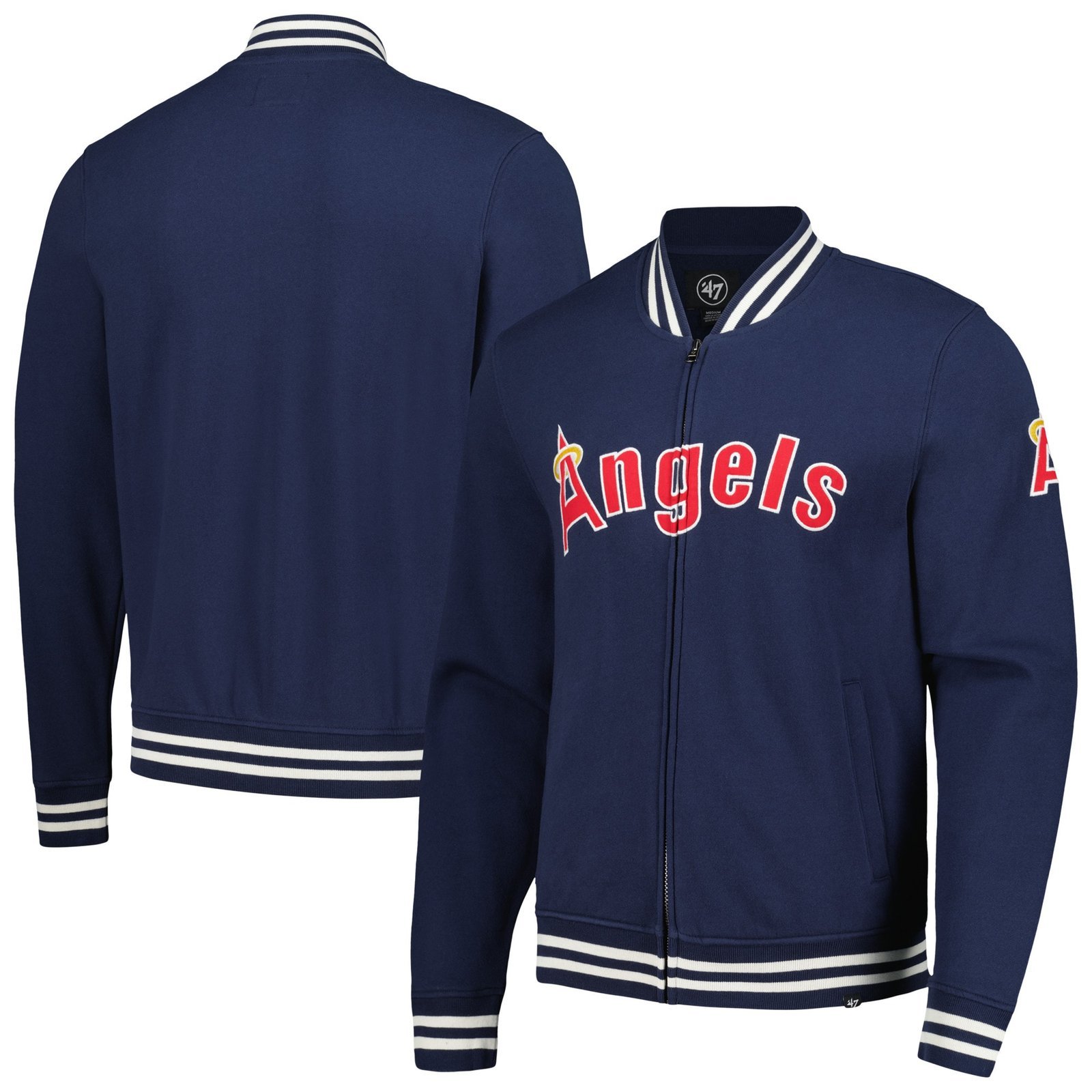 Los angeles angels pack pro camden full zip track varsity jacket navy 2