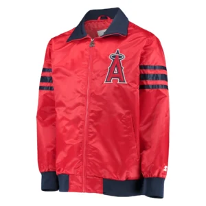 Los angeles angels the captain ii satin varsity jacket red 1