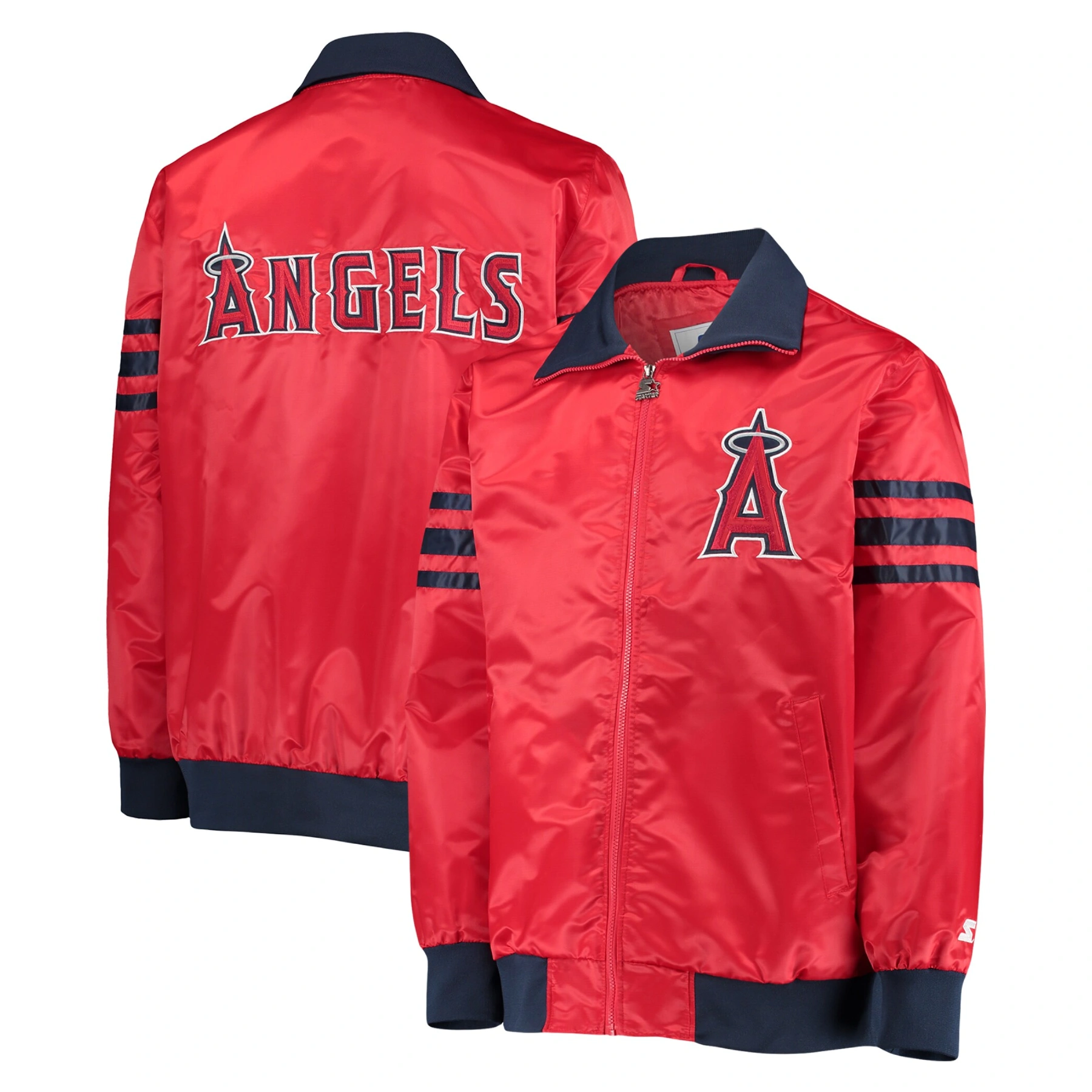Los angeles angels the captain ii satin varsity jacket red 3