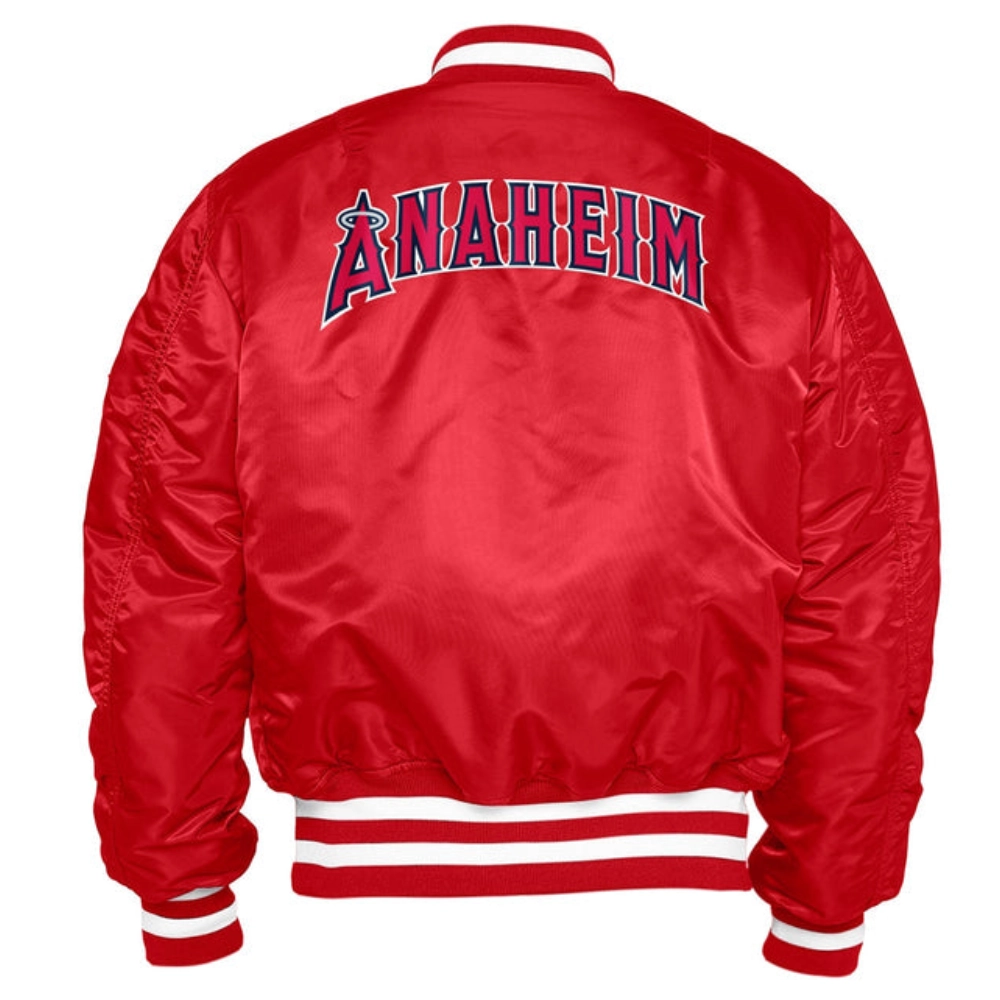 Los angeles angels x alpha x new era ma 1 bomber varsity jacket red 1 1
