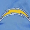 Los angeles charger midfield full snap satin varsity jacket blue 4