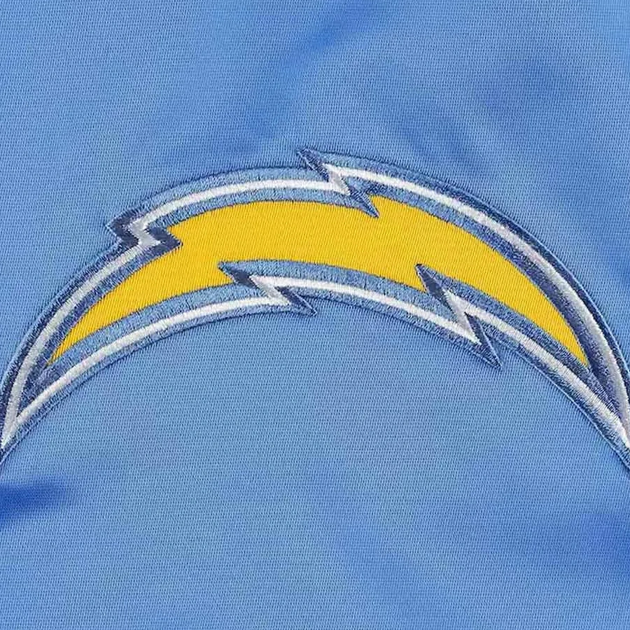 Los angeles charger midfield full snap satin varsity jacket blue 4