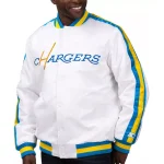 Los Angeles Chargers D-Line White Satin Jacket