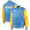Los angeles chargers enforcer full snap satin varsity jacket blueyellow 2