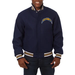 Los angeles chargers handmade wool varsity jacket navy 1
