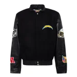 Los Angeles Chargers Black Wool/Leather Bomber Jacket
