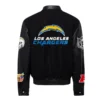 Los angeles chargers jeff hamilton black wool and leather varsity jacket 2