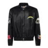 Los angeles chargers jeff hamilton full black leather varsity jacket 1