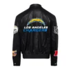 Los angeles chargers jeff hamilton full black leather varsity jacket 2