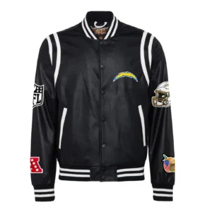 Los angeles chargers leather varsity jacket black 1
