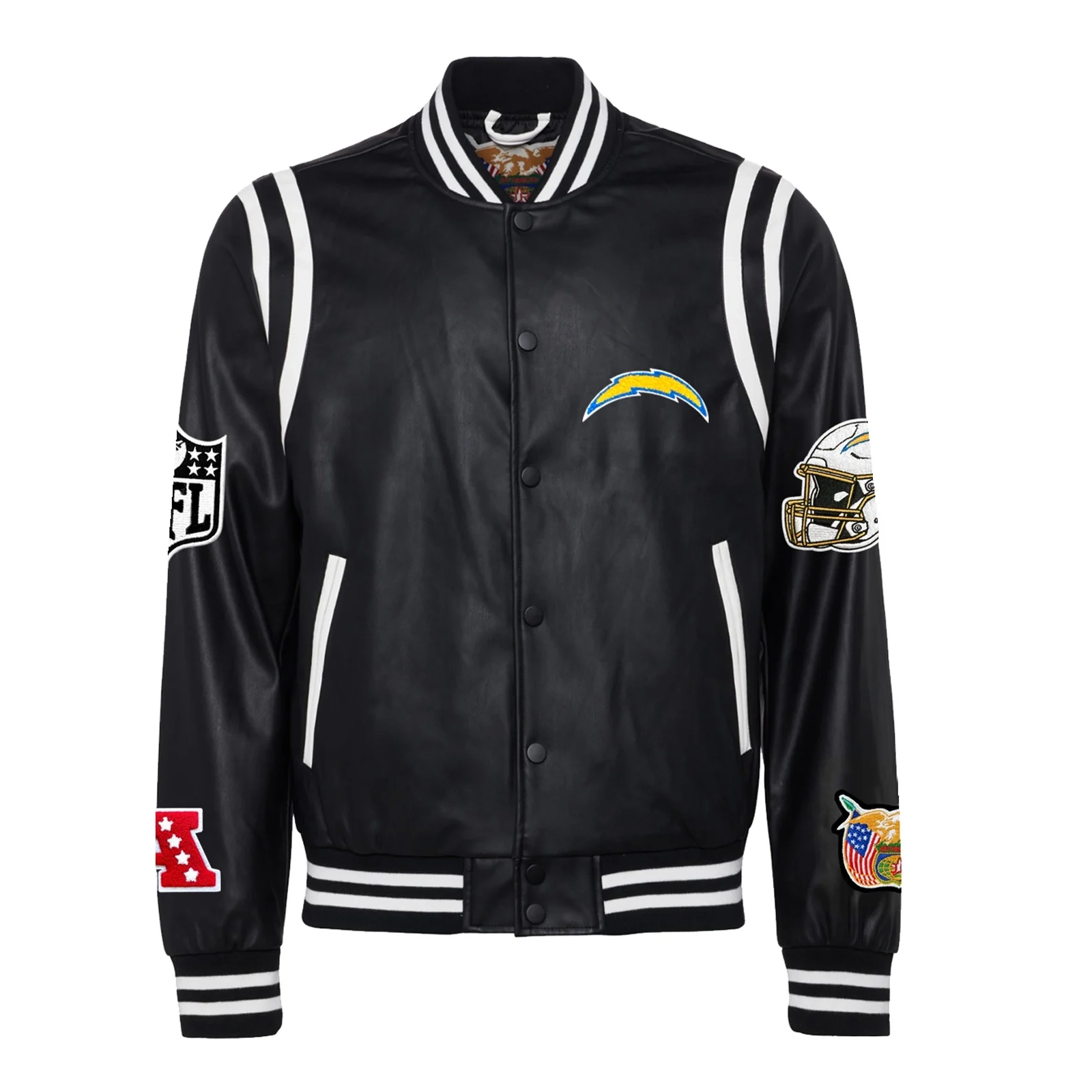 Los angeles chargers leather varsity jacket black 1