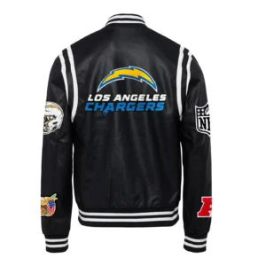 Los angeles chargers leather varsity jacket black 2
