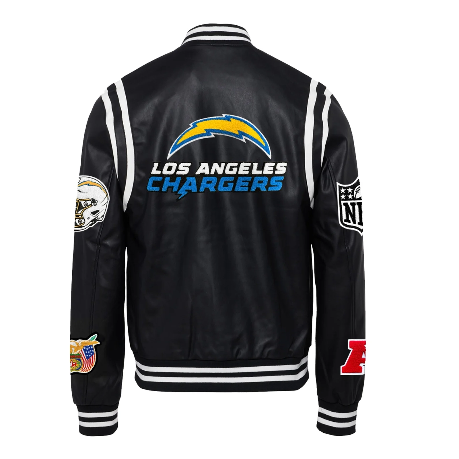 Los angeles chargers leather varsity jacket black 2