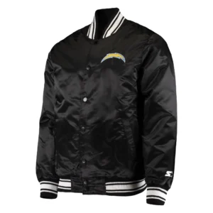 Los angeles chargers locker room satin varsity jacket black 1