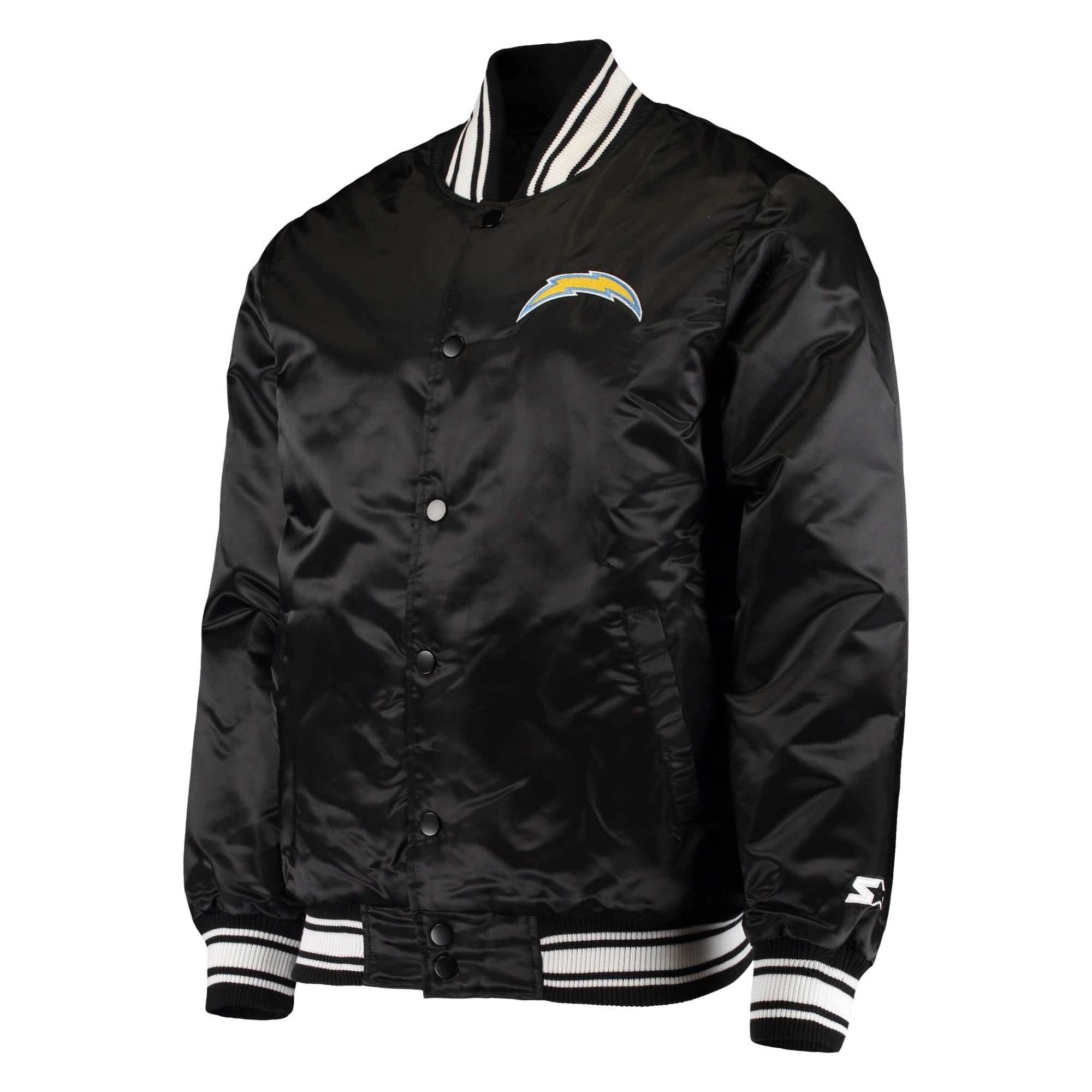 Los angeles chargers locker room satin varsity jacket black 1