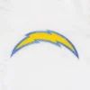 Los angeles chargers pitch full snap satin varsity jacket white blue