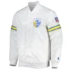 Los angeles chargers power forward full snap satin varsity jacket white 1