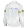 Los angeles chargers power forward full snap satin varsity jacket white