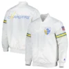 Los angeles chargers power forward full snap satin varsity jacket white 2