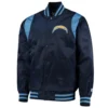 Los angeles chargers prime time full snap satin varsity jacket navy 2