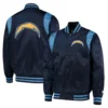 Los angeles chargers prime time full snap satin varsity jacket navy 3