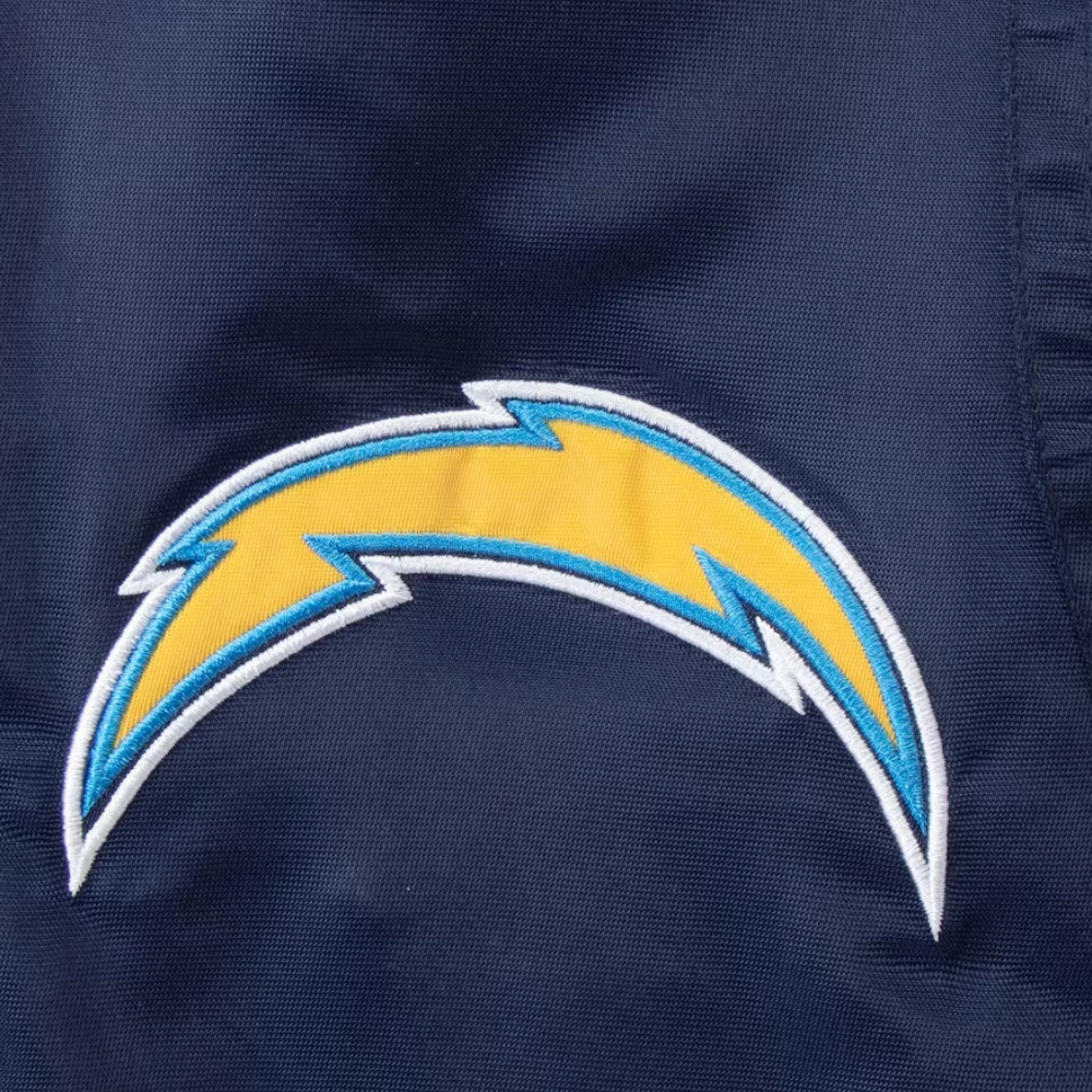 Los angeles chargers prime time full snap satin varsity jacket navy