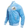 Los angeles chargers pro standard mashup blue satin varsity jacket 1