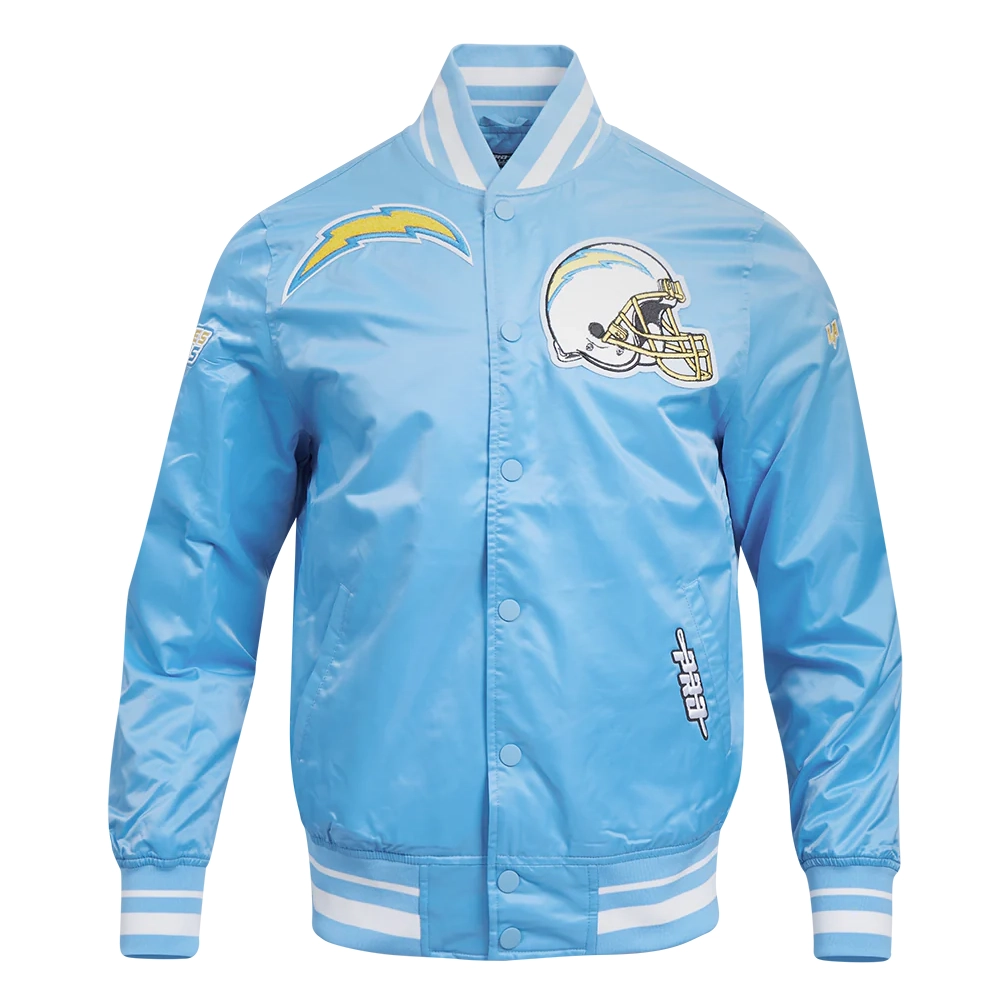 Los angeles chargers pro standard mashup blue satin varsity jacket 2